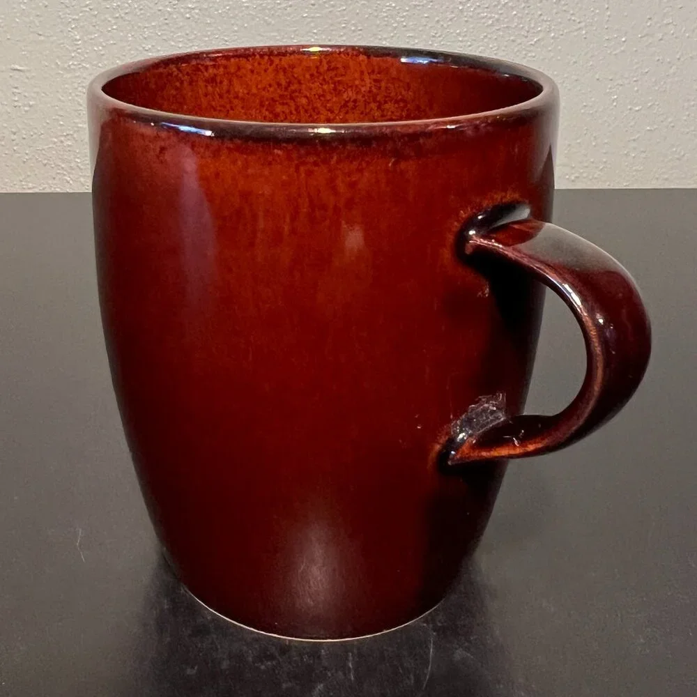 Crate & Barrel MAHOGANY Brown Luster Glazed Coffee Mug Cup Japan 12oz